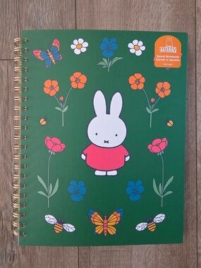 Miffy Spiral 9x11 Notebook Miffy Flowers Pattern Hard Cover 180 Lined Pages NWT✨